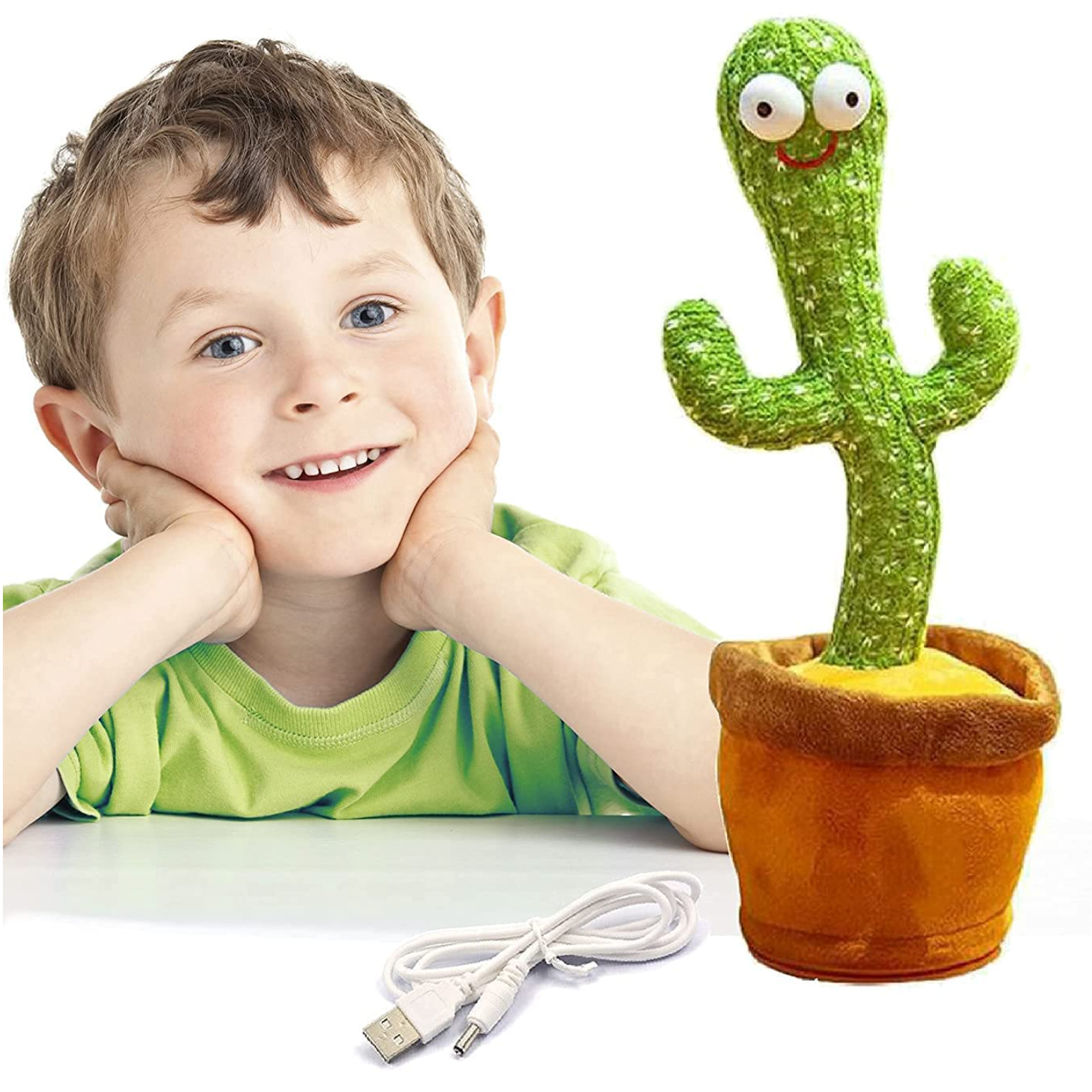 SHINETOY TikTok Dancing Cactus Plush Toy USB Charging, Sing 120pcs Songs,Recording, Repeats What You say, Colored Lights, Gifts for Boys and Girls