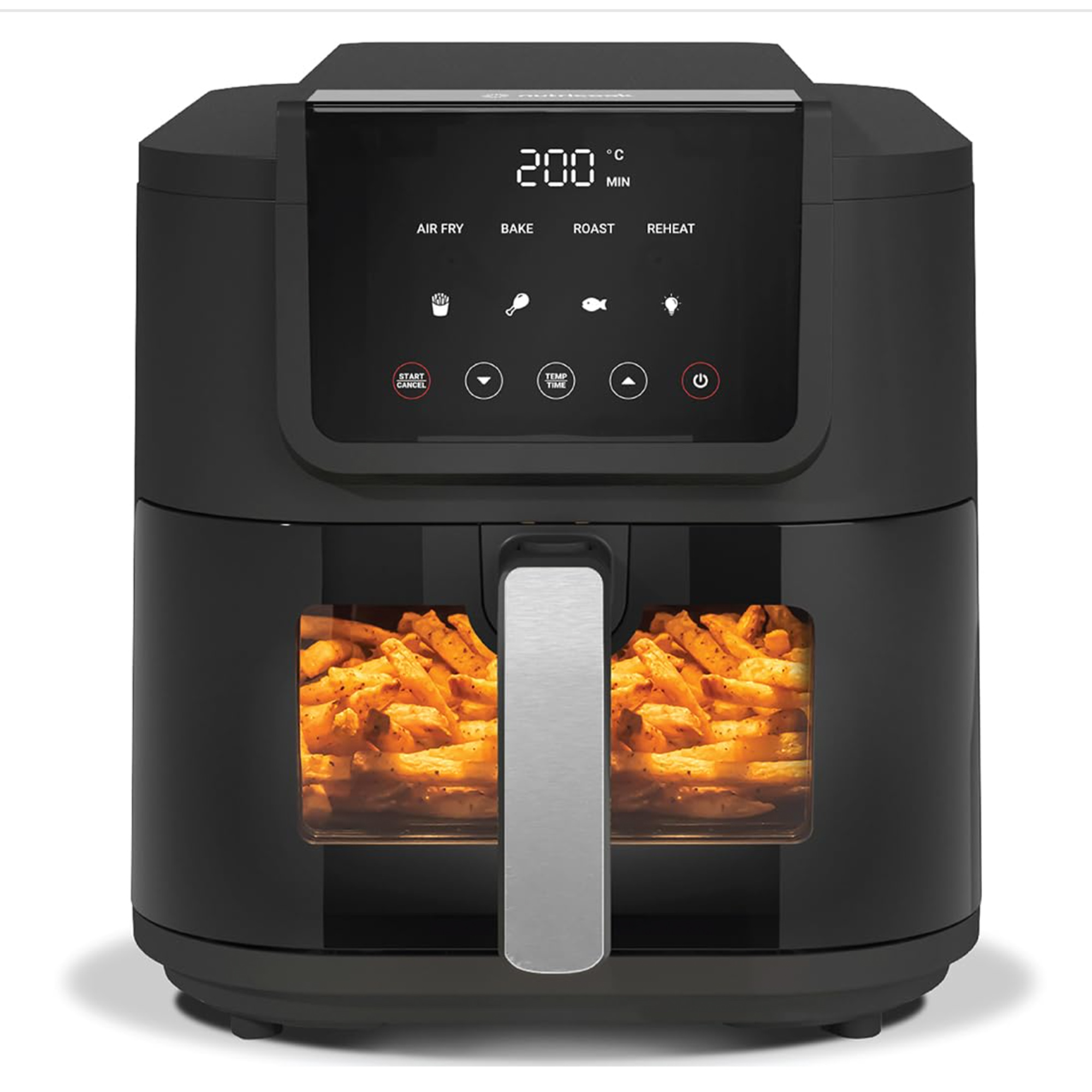Nutricook 5 Litre Air Fryer Slim, 2025 New Launch, Clear Window & Interior Light, Large Basket, Space-Saving Slim Design, Air Fry, Bake, Reheat, with 5 Presets, 1500W, 2 Years Warranty