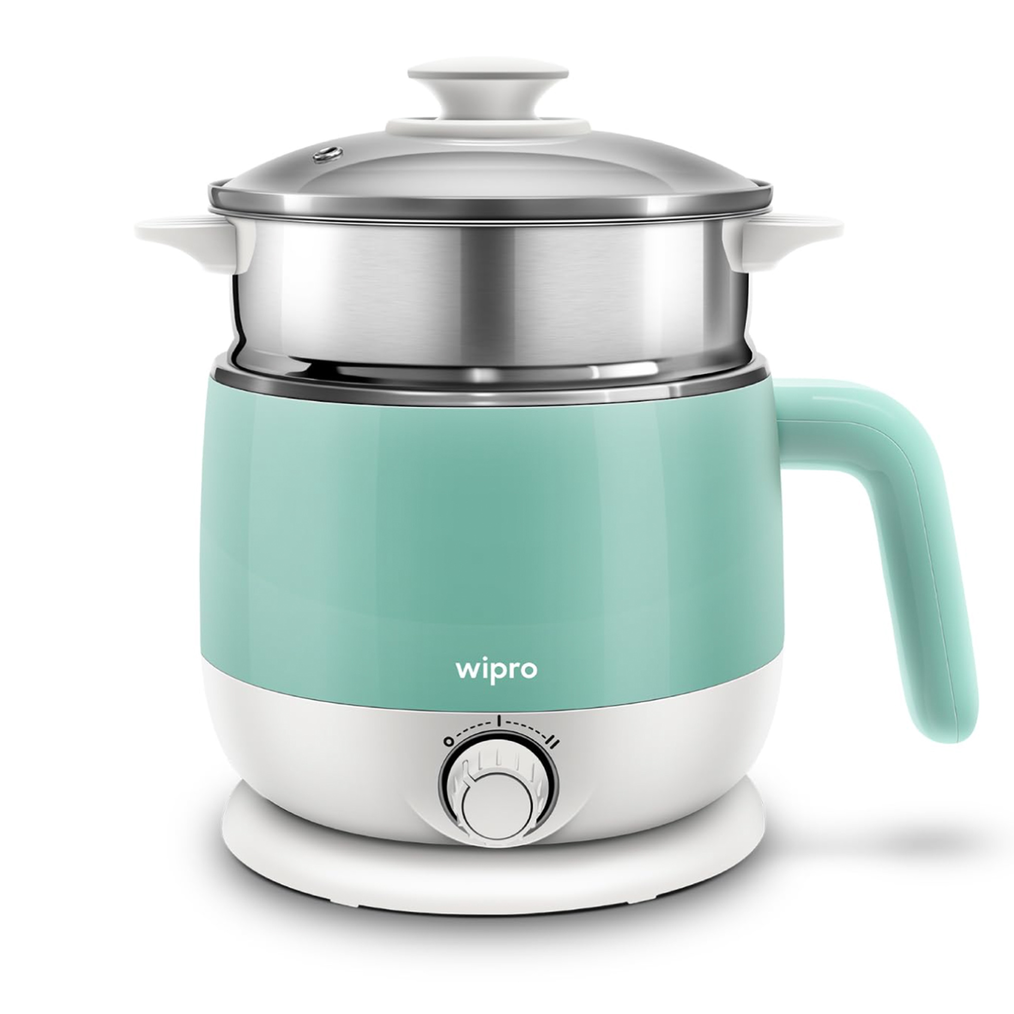 wipro Stainless Steel Elato Bk212 Multi Cooker Kettle 1.5 L Cool Touch Ss304-Rustproof Dual Temperature Control Cooking Boil Eggs&Milk Steam Veggies Make Tea, 2 Years Warranty 600W Blue, Electric