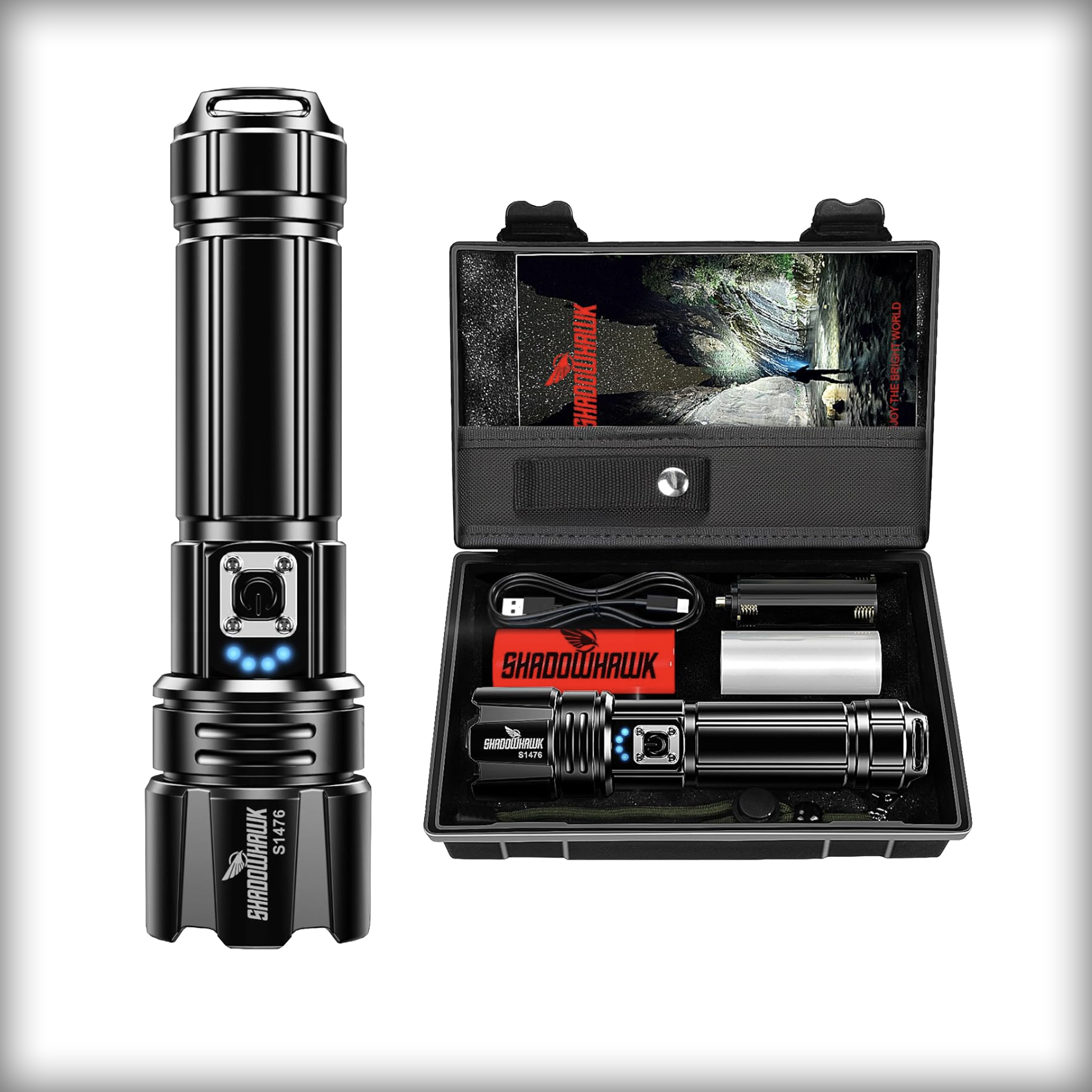 Shadowhawk Flash Light Led Torch, 20000 Lumens Flashlight Bright Light Torch, XHP70.2 Hand Torch Light Rechargeable USB Tactical, Waterproof Portable Torch...