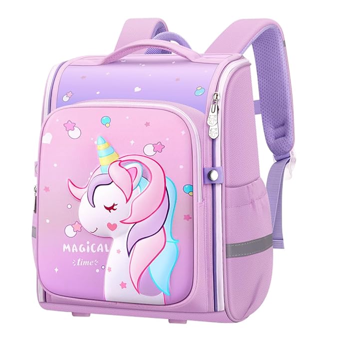 PALAY® Unicorn Backpack for Kids Girls Stylish Durable Water-Resistant Backpack Shoulder School Bags for Girls Kids Birthday & Rakhi Gift - Purple