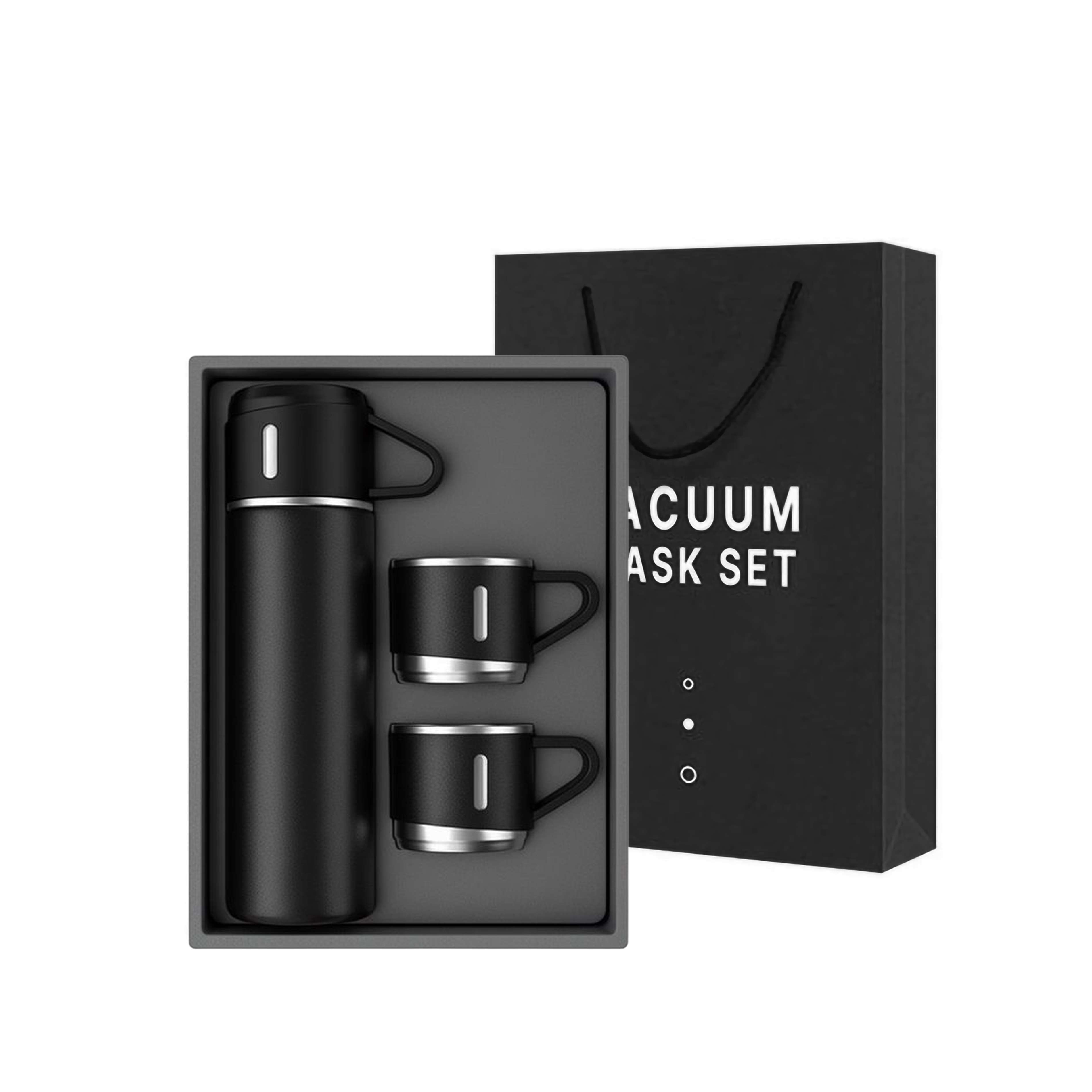 Stainless Steel Vacuum Flask Set with 3 Steel Cups 500ml - Keeps HOT/Cold | Ideal Gift for Winter - Housewarming Random | Multicolour